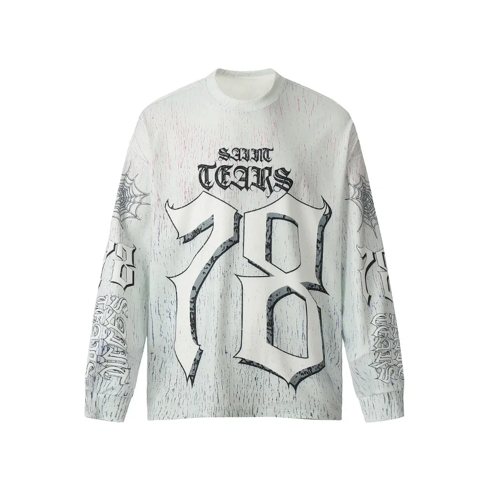 Saint michael tears all-over printed long-sleeved vintage autumn and winter T-shirt Style number: 105 Size: M L XL Wholesale price: 136 Color: Picture color